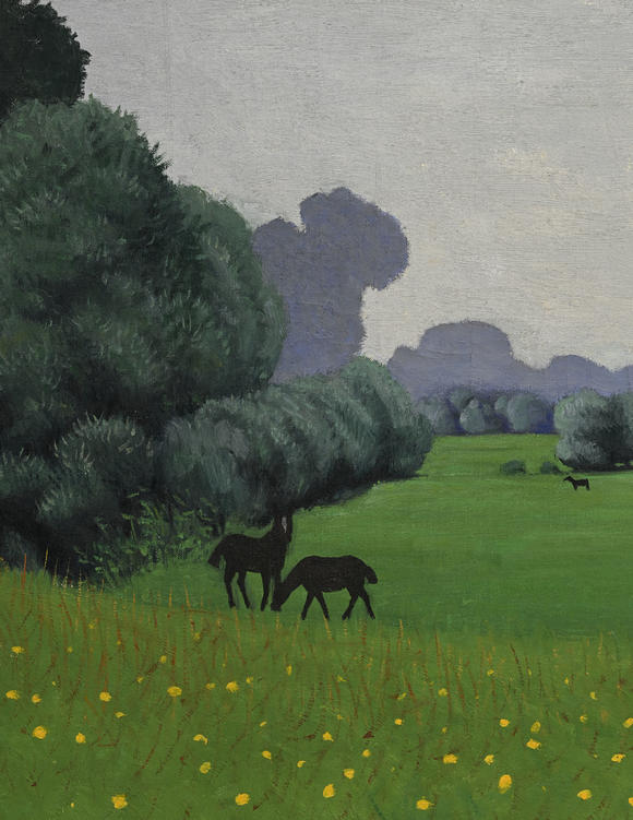Piguet - H?tel des VentesFélix Vallotton (1865-1925),  Effet de pluie à Tournedos  ou  Haras  1922, huile sur toile, timbre de la signature, datée, 54x81 cm