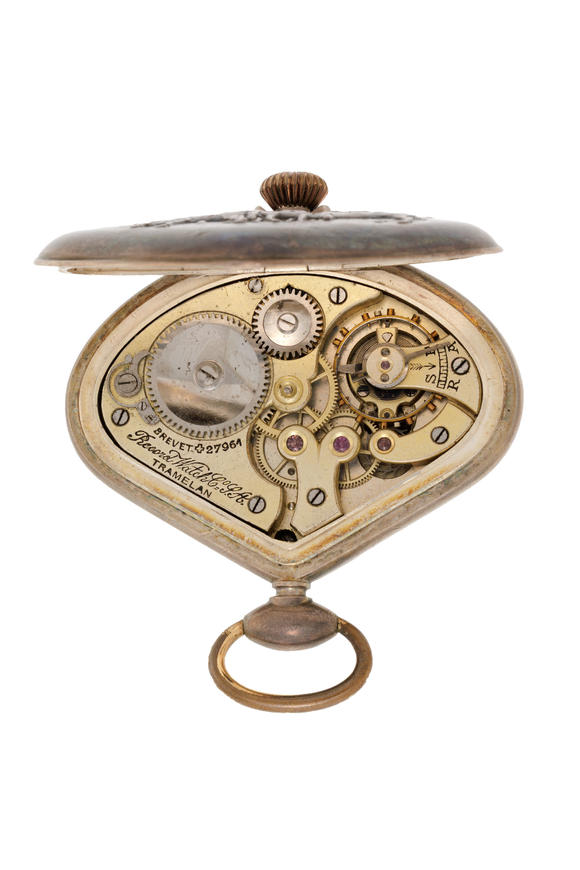 Piguet - H?tel des VentesSector Watch et Record Watch, Brevet n°27961, montre de poche en argent décorée de chevaux avec heures et minutes rétrogrades