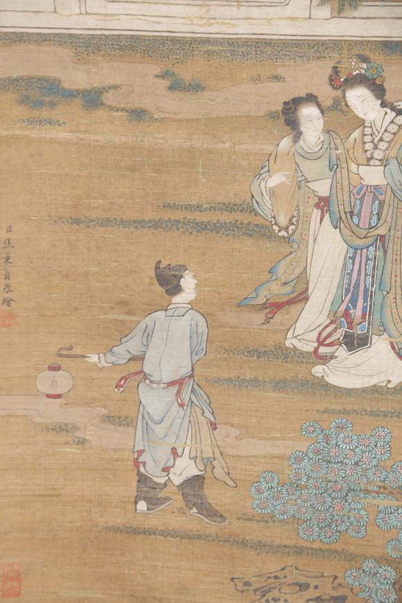 千美會(huì)焦秉貞絹本貴妃醉酒圖畫