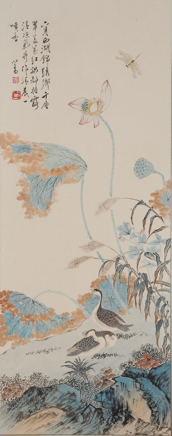 千美會溥儒紙本花鳥圖畫