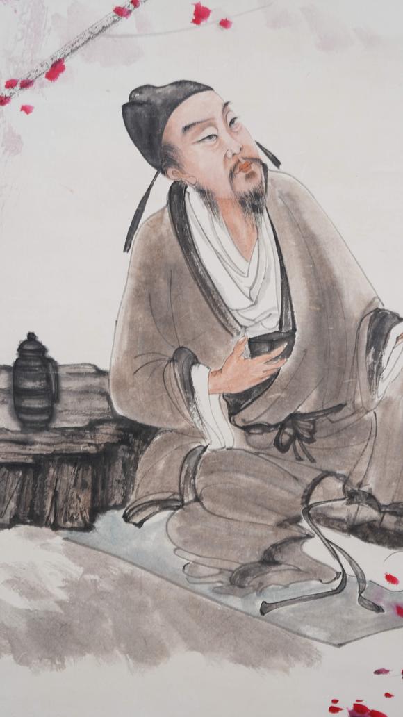 千美會(huì)傅抱石紙本杜甫像圖畫