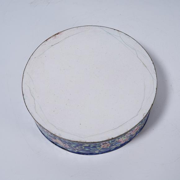 千美會(huì)銅胎畫(huà)琺瑯折紙花果紋蓋盒一組