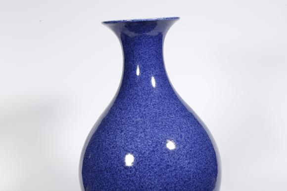 千美會灑藍(lán)釉橄欖瓶