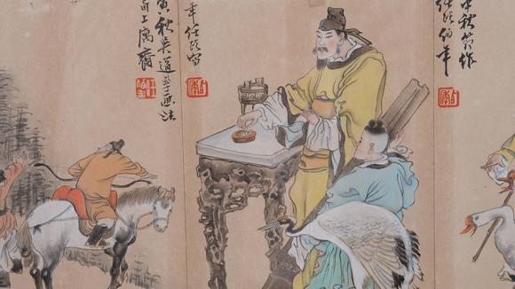 千美會(huì)任伯年紙本人物圖畫(huà)畫(huà)框