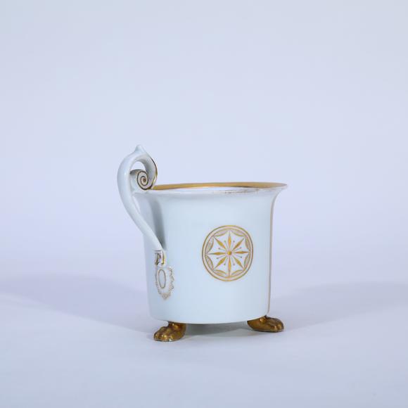 KARSON AUCTION1816–1824, Meissen (Germany) Porcelain Cup and Saucer with 24K Gold Figure Portraits
