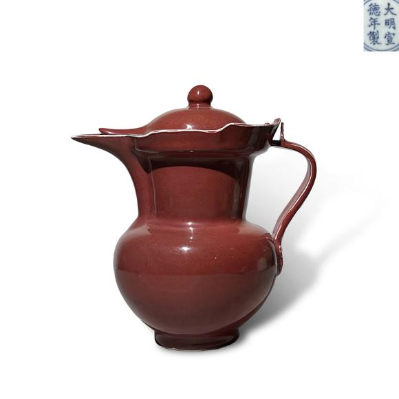 KARSON AUCTIONMing Xuande period, Red Glazed Monk’s Cap Ewer
