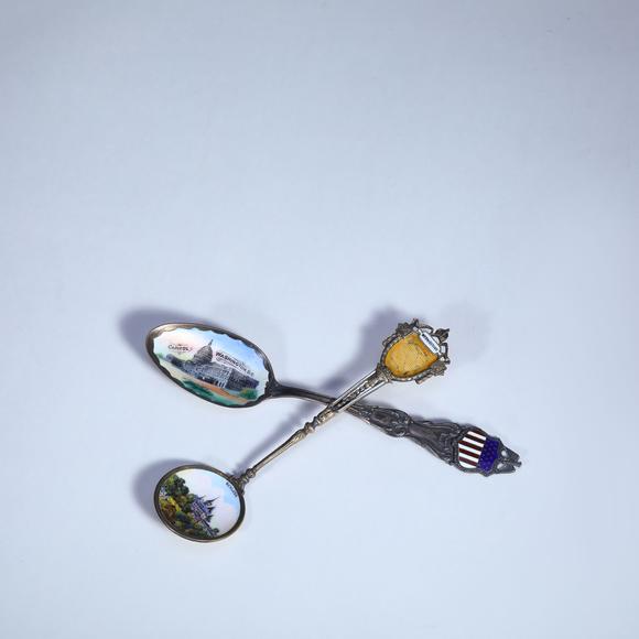 KARSON AUCTIONEarly 20th Century, Set of Gilt Silver Enamel Small Spoons with Original Case
