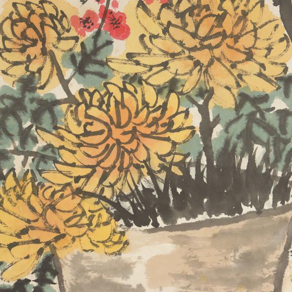 朱雀美術(shù)拍賣吳昌碩 芝柏梅菊圖