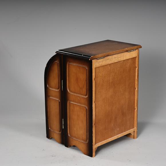Karl s Collections Inc1970s Maple 3 Tier Dual Cabinets Yellow Velvet lined Vanity Jewelry Box 