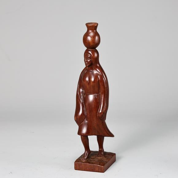 Karl s Collections IncVintage Wood Hand Carved Smoking Man And Woman Sculptures