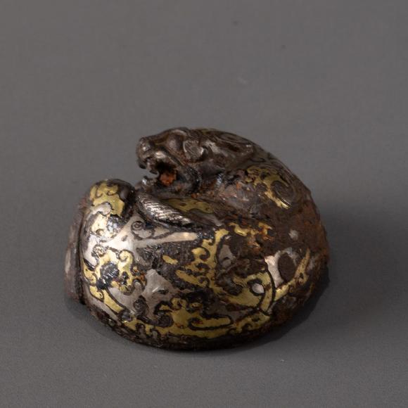 大阪美術(shù)商會(huì)戰(zhàn)國(guó) 銅錯(cuò)金銀虎鎮(zhèn)1對(duì)