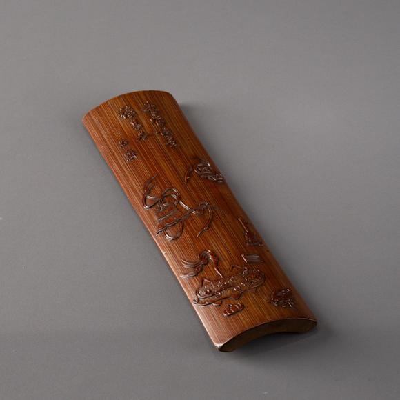大阪美術(shù)商會清乾隆 竹雕清供圖茶則
