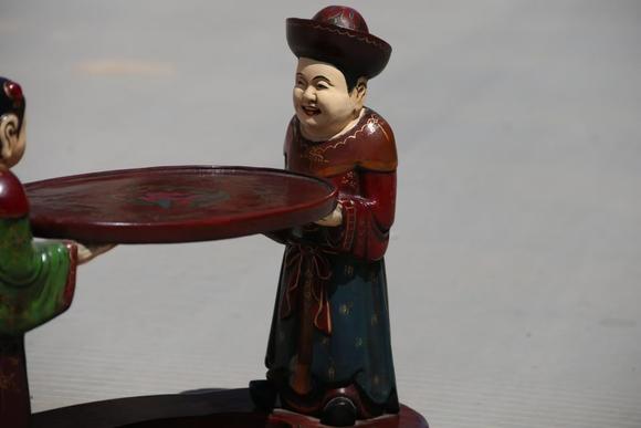 億品兆富株式會(huì)社（AALPZF）清代木胎漆器 雙童獻(xiàn)瑞彩繪抬盤