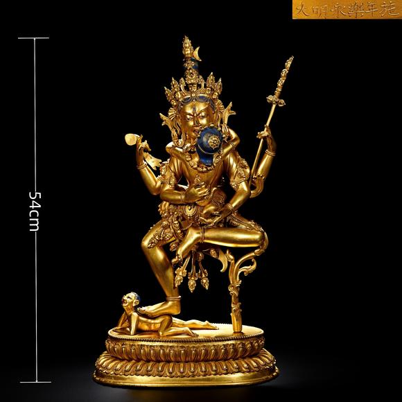 HUNG YUN ZHAI AUCTION HOUSE INCYongle Period Gilt-Bronze Yab-Yum Buddhist Mother Statue
