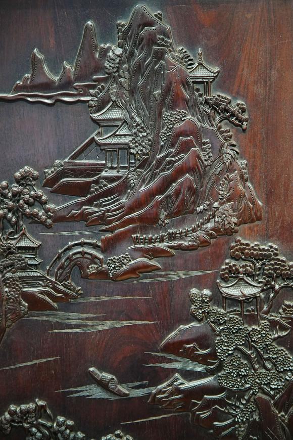 HUNG YUN ZHAI AUCTION HOUSE INCHuali Wood Landscape Top Cabinet