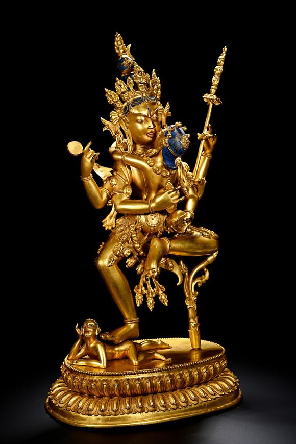 HUNG YUN ZHAI AUCTION HOUSE INCYongle Period Gilt-Bronze Yab-Yum Buddhist Mother Statue