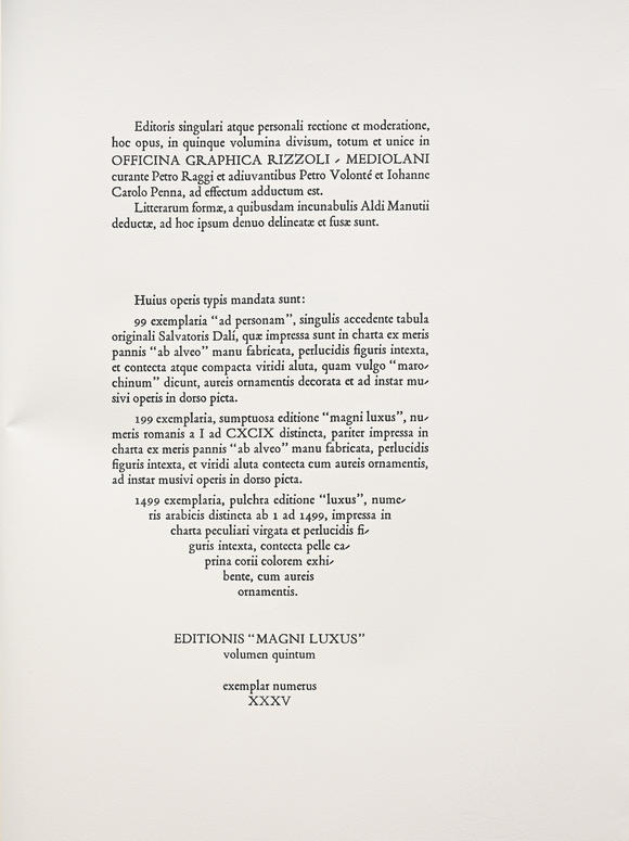 Piguet - H?tel des VentesDALI (Salvador). Biblia Sacra vulgatae editionis. Rome, Rizzoli-Mediolani, 1967-1969. 5 vol. in-folio, reliure de l'éditeur, embo?tages