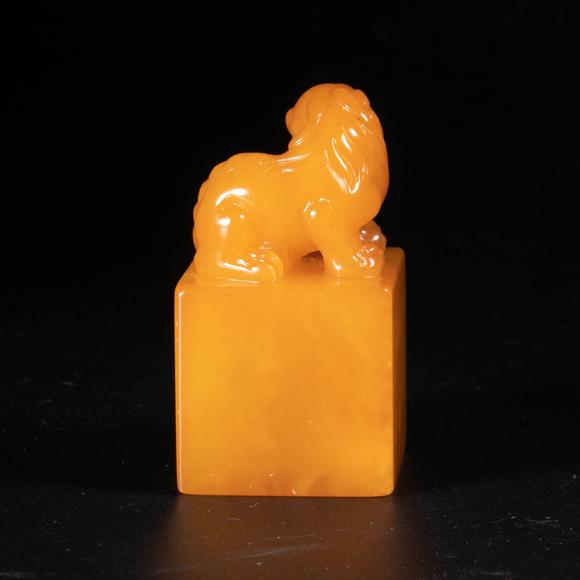 （和正堂株式會(huì)社）吉祥美術(shù)清 小松刻 黃石獅鈕印章