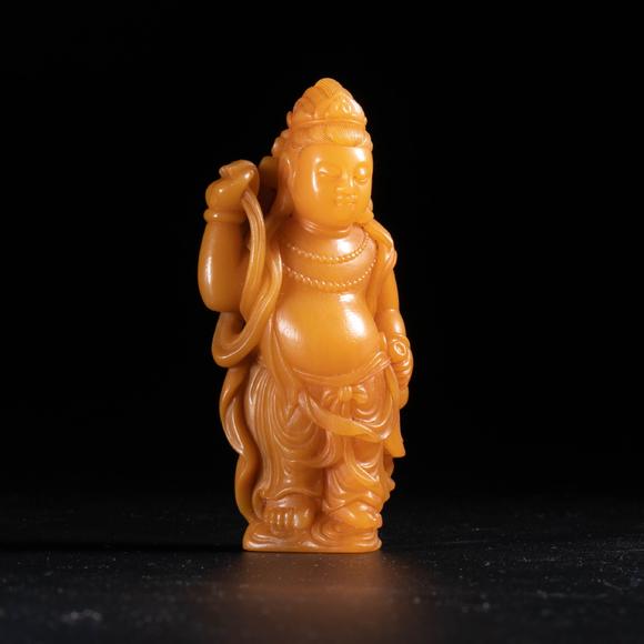 （和正堂株式會社）吉祥美術(shù)清 黃石 雕觀音立像