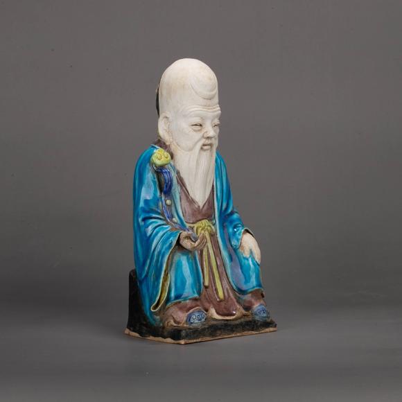 （和正堂株式會社）吉祥美術(shù)明 素三彩壽星像