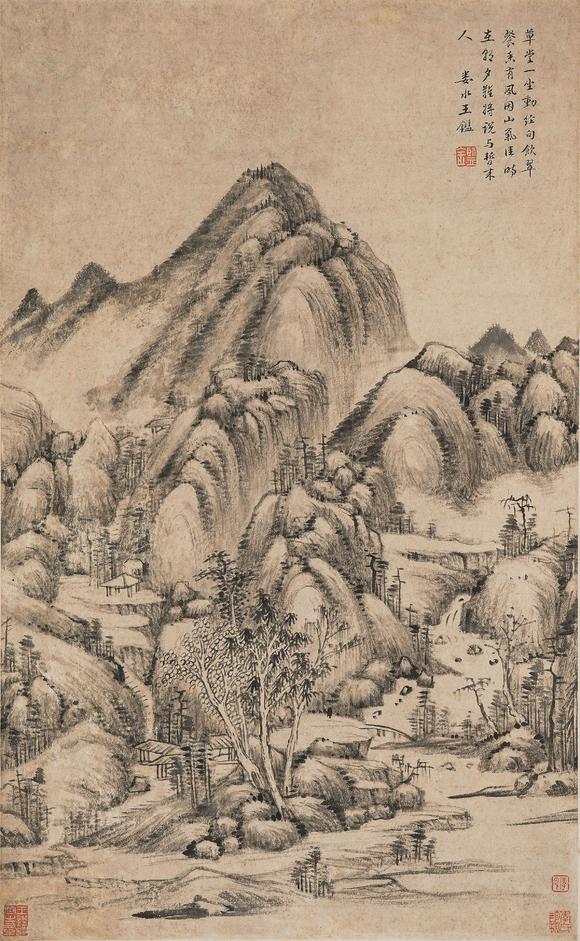 中鴻信王鑒（1598-1677）?草堂深秀圖軸