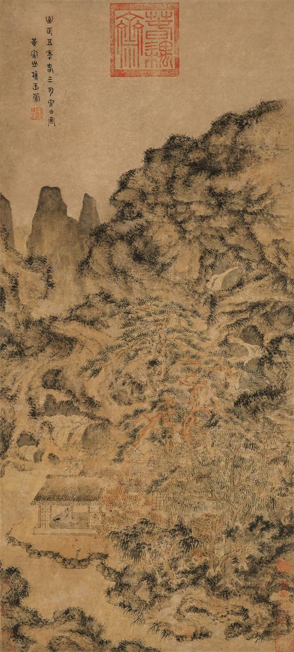 中鴻信王蒙（1308-1385）?秋山讀書(shū)圖