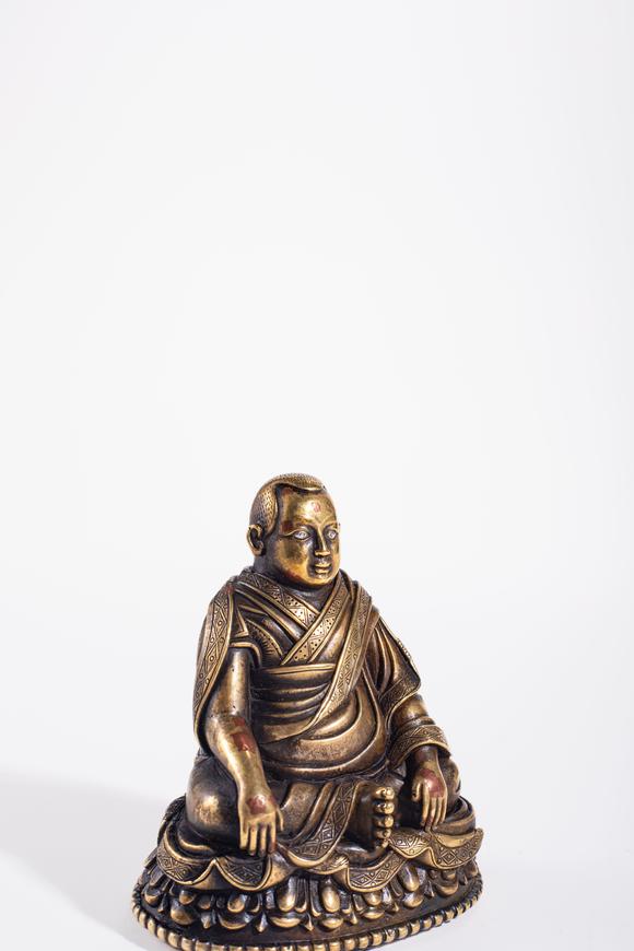 中鴻信清早期 合金銅上師像