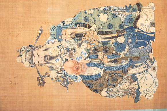 中鴻信清乾隆 緙絲福祿壽三星像
