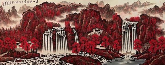 日本松町古美李可染 萬山紅遍圖