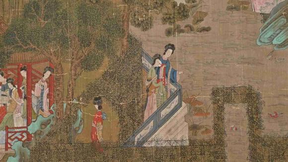 日本松町古美唐寅  宮苑仕女游春圖