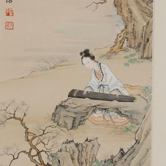 藝是拍賣管平湖 撫琴仕女