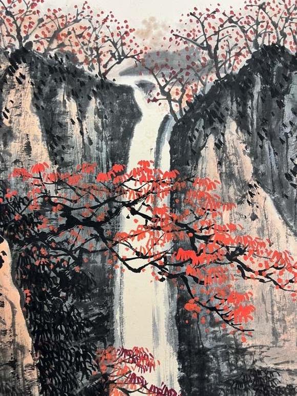 日本松町古美白雪石 飛瀑圖