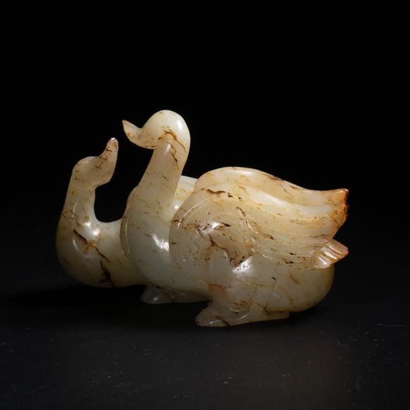 （和正堂株式會社）吉祥美術(shù)唐宋 白玉雙鶴擺件