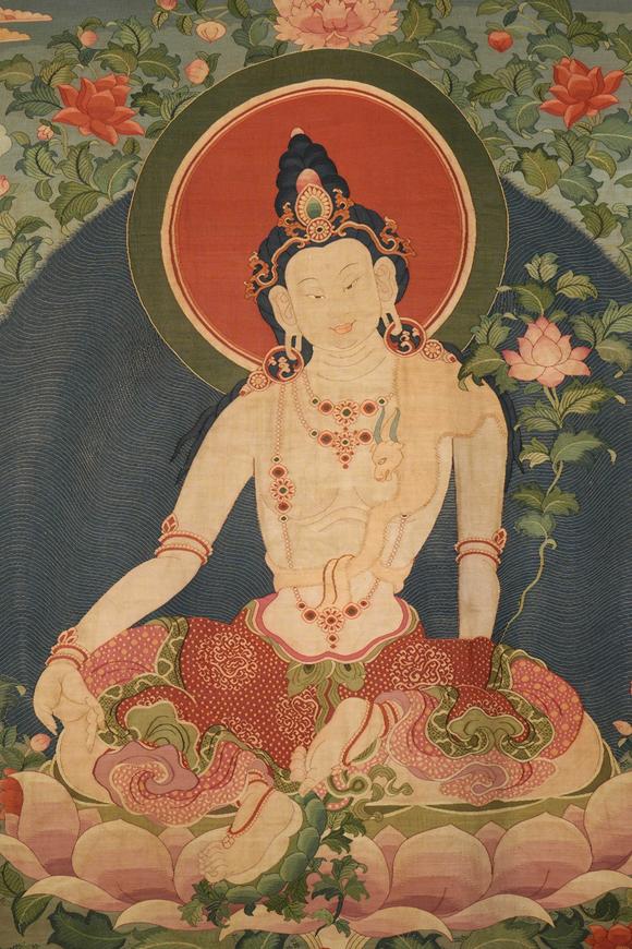 日本東競(jìng)株式會(huì)社乾隆欽命章嘉胡土克圖認(rèn)看供奉如意菩薩緙絲唐卡