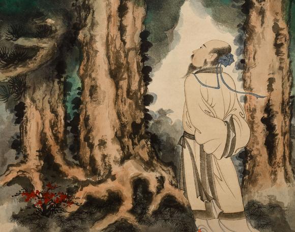 日本東競株式會社張大千潑墨高士圖立軸