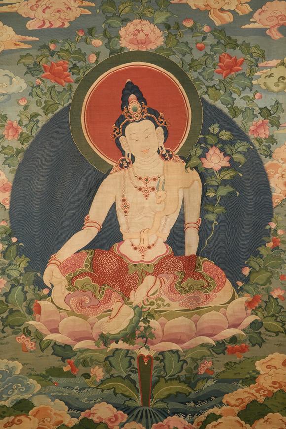 日本東競(jìng)株式會(huì)社乾隆欽命章嘉胡土克圖認(rèn)看供奉如意菩薩緙絲唐卡
