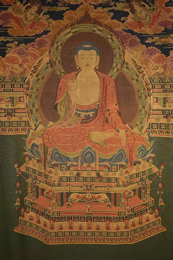 日本東競(jìng)株式會(huì)社大明宣德年施 釋迦牟尼佛緙絲唐卡