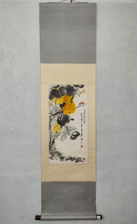 東京新日本唐雲(yún)（上款人東方人同志）（1910-1993）　葫蘆　紙本立軸