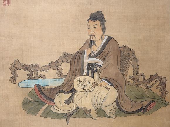 東京新日本陳洪綬（1598-1652）　人物　絹本立軸