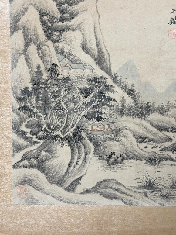 東京新日本王鑑（1598-1677）　山水四開(kāi)　紙本鏡片