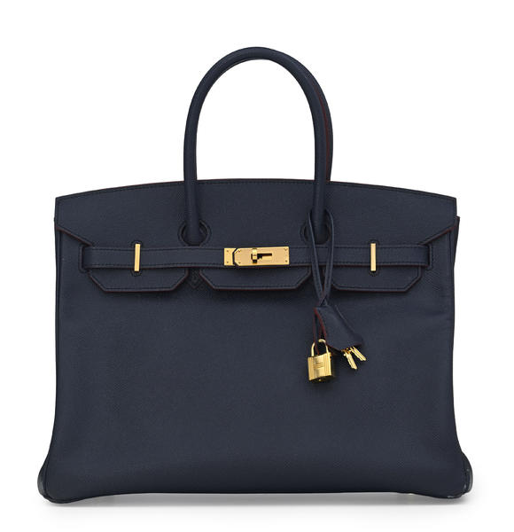 Piguet - H?tel des VentesHermès, sac Birkin 35 Contour en cuir Epsom bleu Indigo et finition rouge, 2016 éd. limitée, tirette et clochette avec 2 clefs et cadena