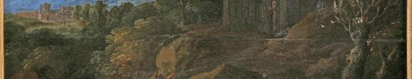 TooveysManner of Gaspard Dughet (Poussin) - Figures in an extensive landsca