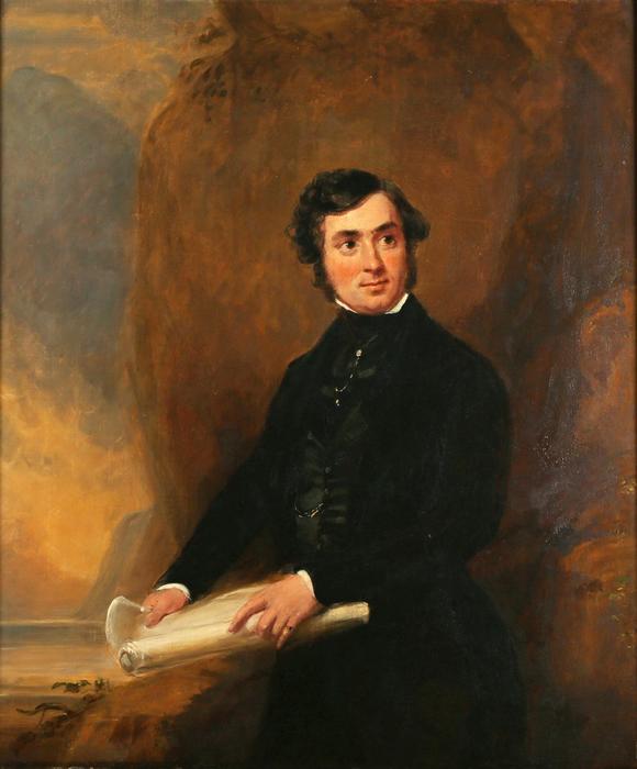 TooveysCircle of George Hayter - Portrait of a gentleman standing by the co