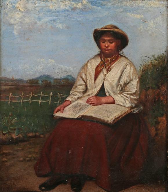 TooveysT. Twigg (19th century) - ‘Spring’: seated woman reading a book, o