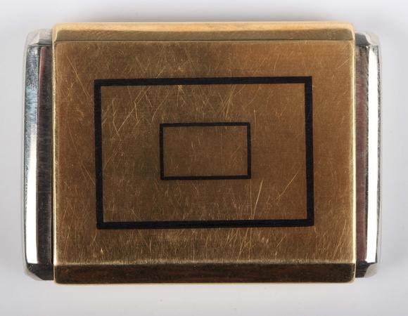 TooveysAn Art Deco Kreisler gold, black enamel and diamond set purse watch,
