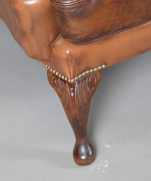 TooveysA pair of late 20th century George III style wing back armchairs, up