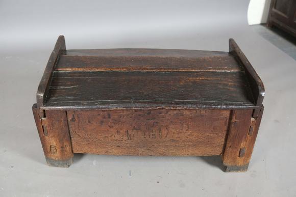 TooveysA rare 16th century boarded oak clamp-front ark or meal chest, the d