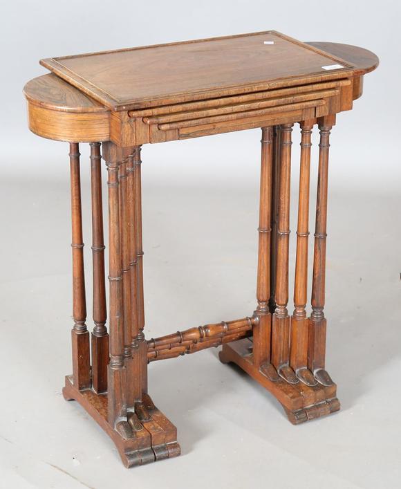 TooveysAn unusual mid-Victorian rosewood quartetto nest of occasional table