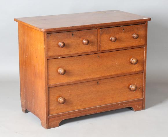 TooveysA 19th century walnut chest of drawers, height 80cm, width 100cm, de