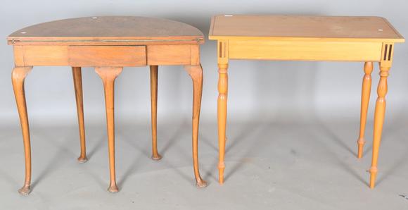 TooveysA late 20th century satinwood side table, fitted with a single friez